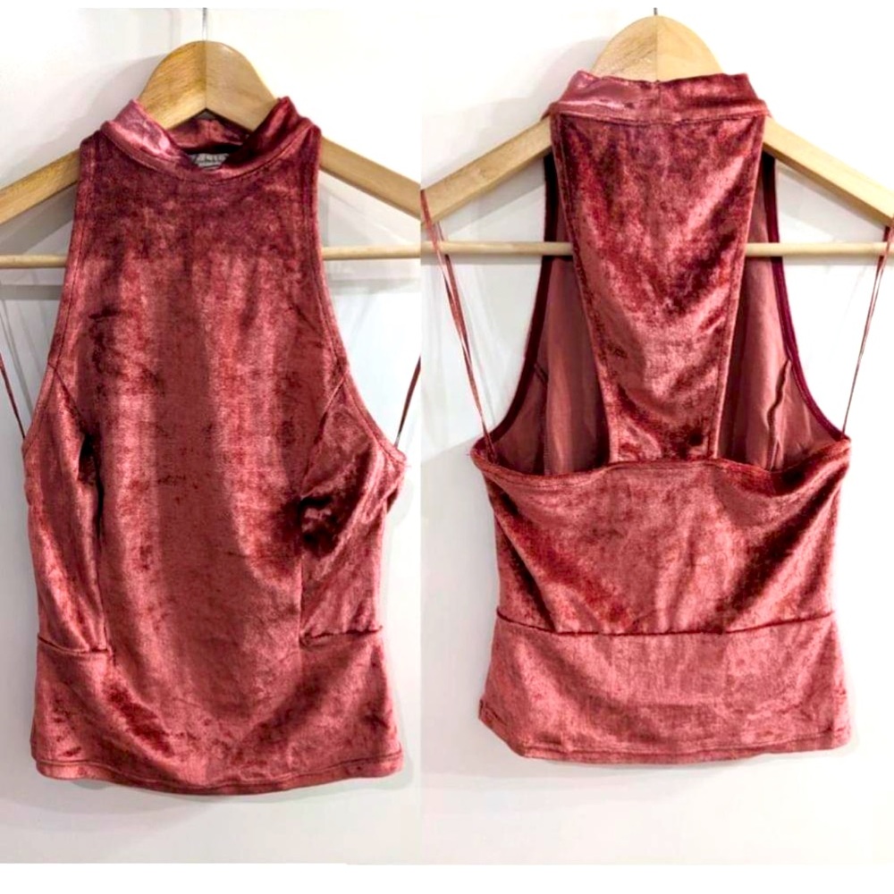Free People Velvet Tank Top in Rose Pink